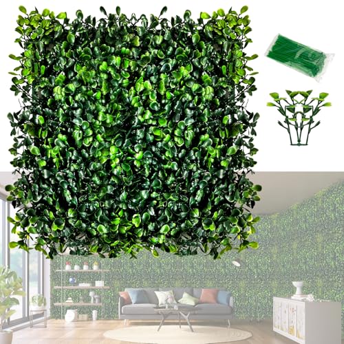 Grass Wall Panels, 12 PCS 10" x 10" Artificial Outdoor Privacy Panels UV-Protected Sun Proof Greenery Wall Backdrop, Boxwood Hedge Grass Wall Green Decor for Garden Party Wedding