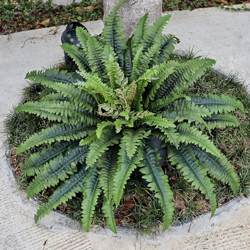 45" Fake Ferns Artificial Plants Large, Artificial Ferns for Outdoors and Indoors, 63 Fronds Faux Fern Greenery Suitable for Planter Hanging Garden Porch Office Decor - color: Dark Green, size: 45inch