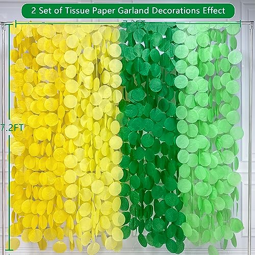 205Ft Yellow Green Party Decorations Ombre Green Yellow Circle Dot Backdrop Garland Tissue Paper Polka Dots Hanging Streamer for Spring Summer Birthday Engagement Wedding Bridal Shower Party Supplies - color: Ombre Yellow Green