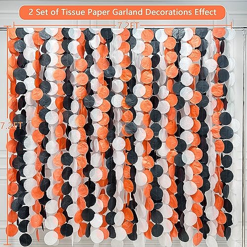 192 Ft Orange Black White Party Decorations Polka Dots Garland Streamer Backdrop for Halloween Fall Autumn Graduation Birthday Baby Shower Wedding Engagement Bachelorette Bridal Shower Party Supplies - color: Black Orange White