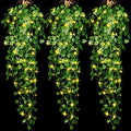 3 Packs LED Artificial Hanging Plants, 3.6 ft Fake Hanging Plant, Ivy Vine Fake Leaves Greeny Chain Wall Home Room Garden Wedding Garland Outside Decor (Basket Not Included) (Watermelon Leaves Style) - color: Watermelon Leaves Style