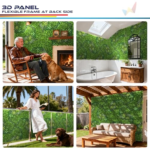 Windscreen4less 1 PC 40"x40" Artificial Boxwood Panels Faux Plant Grass Green Wall Panel Decoration for Outdoor Indoor Garden Backyard (Style 3) - color: 3d Panel Style 3, size: 40"x40"
