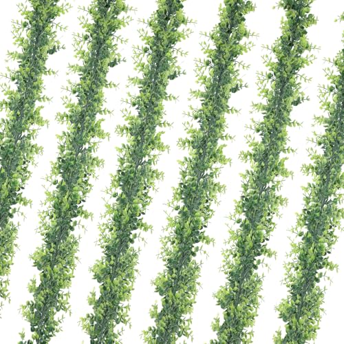 6 Pack Artificial Eucalyptus Garland, Fake Eucalyptus Greenery Garland Wedding Artificial Vines, 5.9 Feet/Strand Fake Hanging Plant for Table Festival Party Decoration