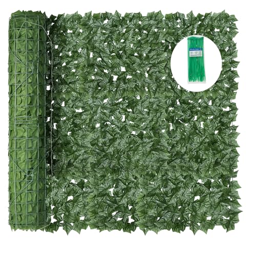 KASZOO Artificial Ivy Privacy Fence Screen, 120x60in, 18 Pack, Green, Modern Style, Plastic & Polyethylene Material, Easy Assembly, Perfect for Balcony, Garden, Backyard Privacy - size: 120 in x 60in - Maple Leaf