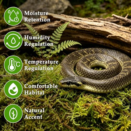Halatool 5OZ Sphagnum Moss for Reptiles- 8QT Reptile Moss Bedding for Snake Tortoise Gecko Lizard Hermit Crab, Terrarium Humidity Retention - size: 5OZ