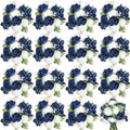 16 Bundles Artificial Flowers Peonies Bulk, Navy Blue Silk Fake Flower for DIY Bouquet Faux Peony Floral Arrangements for Vase Centerpiece Home Wedding Party Centerpiece - color: Navy Blue & White