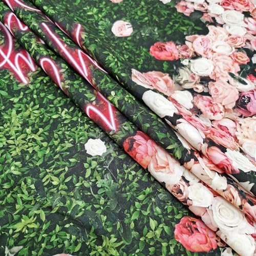 Riyidecor Happy Birthday Backdrop Vinyl for Women Neon Flower Wall Pink Rose Green Leaves Floral Blossom Botanical Plant Nature 10Wx8H Feet Girls Photography Background Birthday Photo Studio Shoot - color: A-Birthday （Green Rose）, size: 10Wx8H