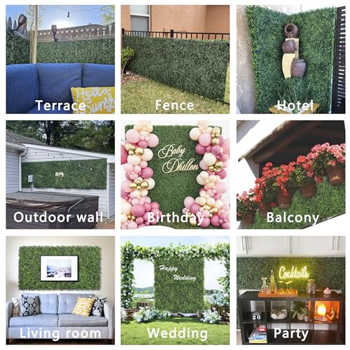 Grass Wall Decor,Paistao Privacy Fence Screen,Greenery Backdrop Panels,10"x 10"12Pcs Artificial Boxwood Fake Grass Wall for Indoor,Outdoor,Patio,Garden,Backyard - size: 2 Boxwood-10"x 10" (12 Pcs)