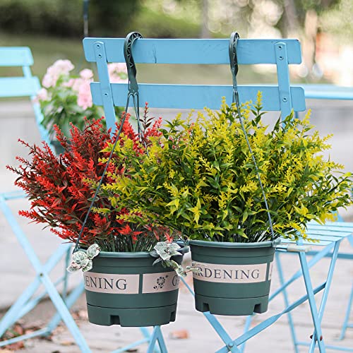 RECUTMS 20 Bundles Outdoor Artificial Flower UV Resistant Fake Stems Plants, Faux Plastic Greenery for Indoor Outside Hanging Plants Garden Porch Window Box Home Wedding Farmhouse Décor(Yellow) - color: Yellow, size: 20 Bundles
