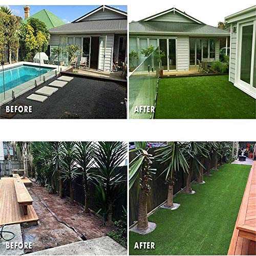 Artificial Grass Turf Lawn, 2Feet X 8Feet Realistic Indoor Outdoor Garden Balcony Decor Landscape Synthetic Fake Grass Pet Rug Carpet - size: 2' x 8' (Rectangular)