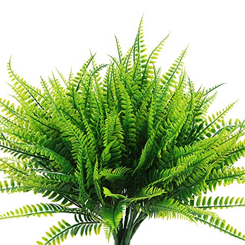 Coreland 8 Pcs Fake Plants Outdoors - Ferns Artificial Plants for Outdoor Ferns Lifelike Boston Faux Fern Stems UV Resistant Outdoor Plants Artificial for Porch Greenery Decor - color: 8 Pcs