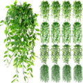 Daifunli 16 Pcs Artificial Hanging Plants Fake Hanging Ferns Plastic Fake Plants for Wall Room Garden Garland Indoor Outdoor Decor No Basket (Eucalyptus,Mandala,String of Pearls,Pea) - style: Eucalyptus, Mandala, String of Pearls, Pea
