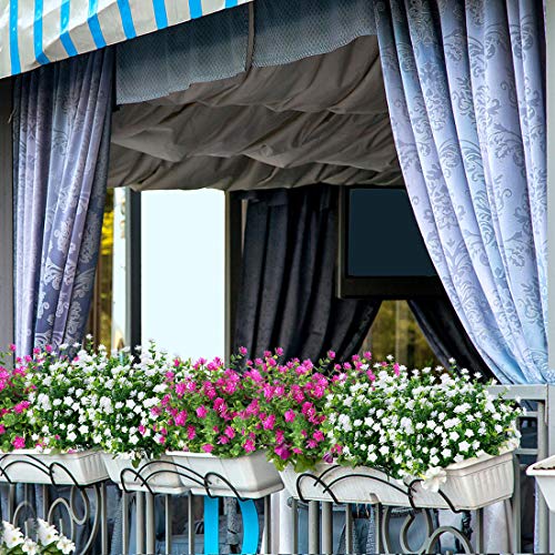 10PCS Artificial Flowers, Fake Artificial Greenery UV Resistant No Fade Faux Plastic Plants for Wedding Bridle Bouquet Indoor Outdoor Home Garden Kitchen Office Table Vase(White) - color: White