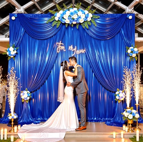 10ftx10ft Royal Blue Sequin Backdrop Curtain for Parties, Wrinkle Free Thick Glitter Sparkle Photo Backdrop Drapes 2 Panels 5x10FT Shimmer Back Drop Cloth for Wedding Birthday Photography Background - color: Royal Blue, size: 5'W×10'H _2 Panels