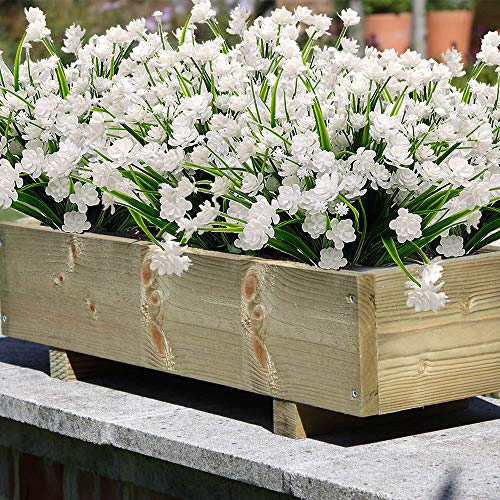 Grunyia 10 Bundles Artificial Flowers Outdoor UV Resistant Fake Plants Indoor Outside Hanging Planter Home Garden Decor - color: White-daffodil