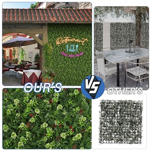 ECOOPTS 20"x20" Faux Ivy Privacy Fence Screen Artificial Boxwood Panels Topiary Hedge Plants for Indoor Outdoor Decoration, #16 Mixed Leaves, 6 Packs - color: #16 Mixed Leaves, size: 20"x20"