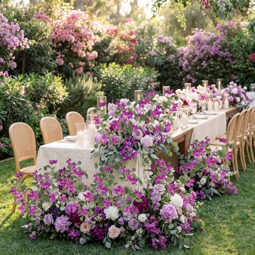4PCS Bougainvillea Artificial 37.4" Long Stem Faux Bougainvillea Fake Silk Flowers for Floral Arrangements Home Wedding Dining Table Party Garden Decor(Light Purple) - color: Light Purple