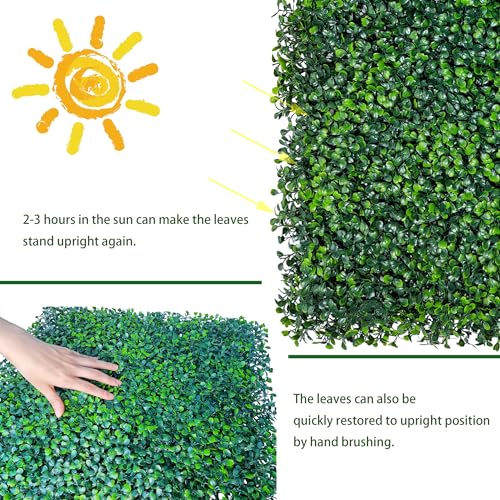 ODTORY Artificial Grass Wall Backdrop Panels,16 X 12 in 24P(32 sqft) UV-Anti Greenery Boxwood Panels for Indoor Outdoor Green Wall Decor & Ivy Fence Covering Privacy - size: 16"X12" 24P