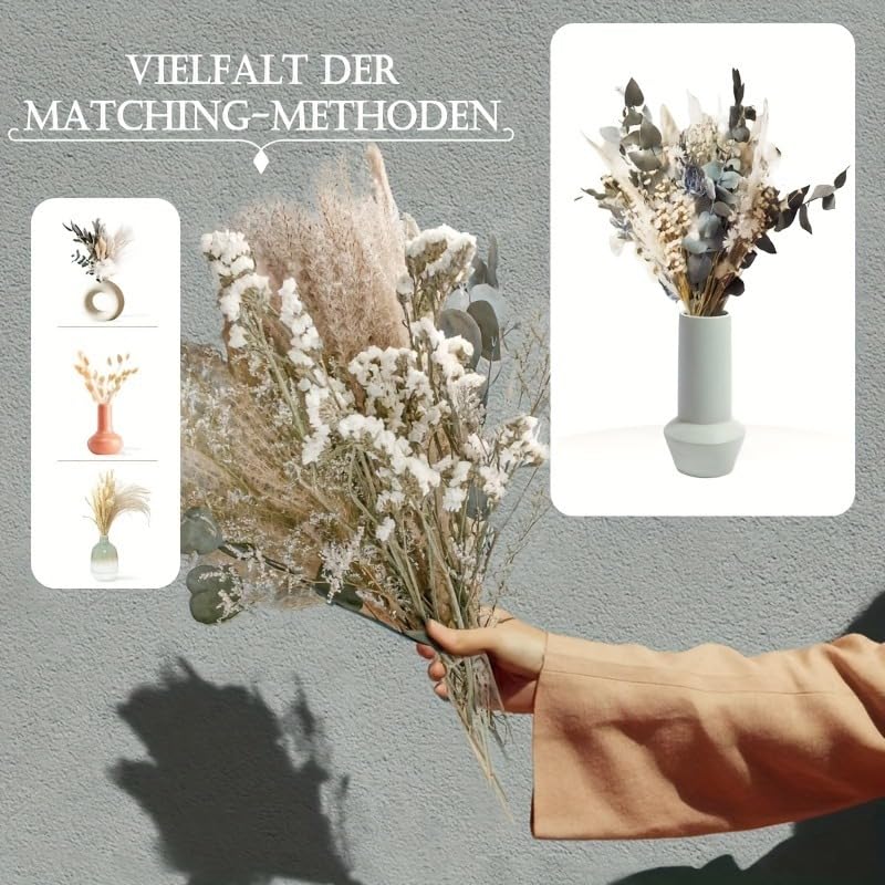 Timeless Spring Dried Floral Bouquet for Home, Wedding Tables and Events – Pampas Grass and Soft Greenery 17 Inch (Classic Beige) - color: Classic Beige