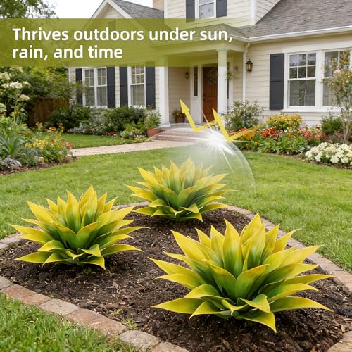 Wertuirk 28 Inch Artificial Agave Plant, Realistic Faux Succulents with Vibrant Color, UV Resistant & Low Maintenance for Indoor Outdoor, Home, Garden, Patio, Office Decor (Yellow, Extra Large) - color: Yellow, size: X-Large