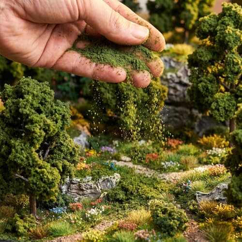 Tree Powder Model Green Plant Tufted for DIY Miniature Lowland Shrub Bushy Tuft Architecture Building Model Railway Fairy Garden Diorama Scenery