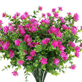 10PCS Artificial Flowers, Fake Artificial Greenery UV Resistant No Fade Faux Plastic Plants for Wedding Bridle Bouquet Indoor Outdoor Home Garden Kitchen Office Table Vase(Fuchsia) - color: Fuchsia