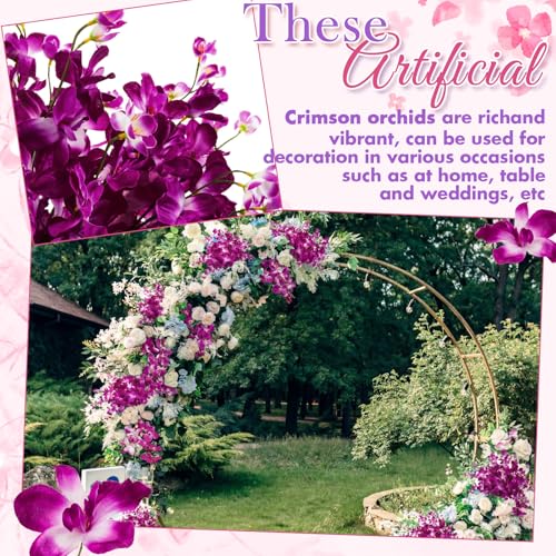 Waydress 16 Pieces 27 Inches Artificial Orchid Flowers Faux Orchids Silk Flowers for Wedding Dinning Home Restaurant Decoration Bridal Bouquet Corsage Boutonniere Wreath Decor (Purple) - color: Purple