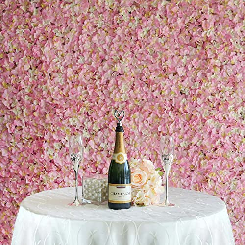 Tableclothsfactory 4 PCS Pink & Cream Silk Hydrangea Flower Mat Wall Wedding Event Decor for DIY Centerpiece Arrangement Party Decorations - color: Pink
