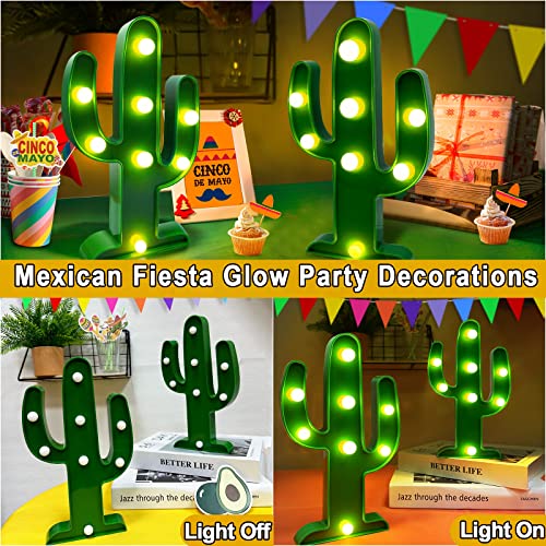 Extra Large - 2 Pack LED Cactus Light Cinco de Mayo Decorations 10 x 5.5 Inch Cactus Decor Mexican Fiesta Party Decorations Cute Night Lamp for Table Kids' Room Bedroom Living Room Gift Party Home - size: 2 Pack-10 x 5.5 Inch