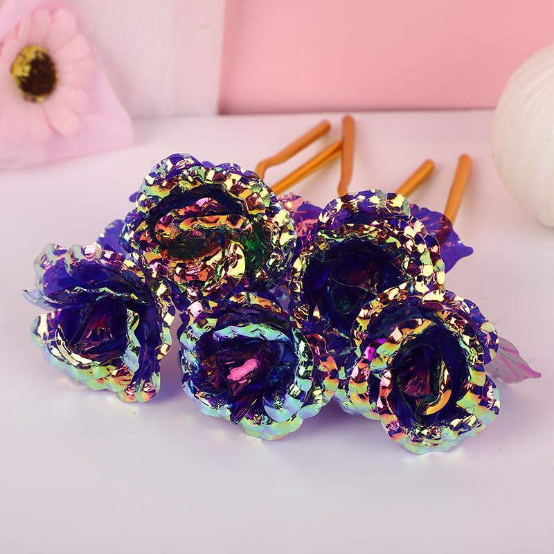 20PCS Artificial Colorful Flowers Galaxy Rose Crystal Flower Glass Rose Gifts for Wedding, Mother' s Day Memorable Days, Purple - color: Purple