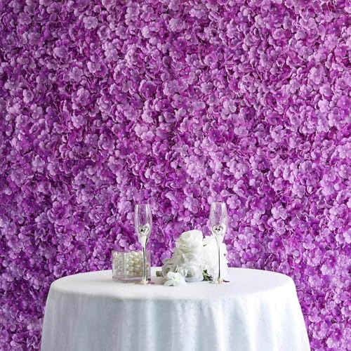 Efavormart 4 PCS Purple Silk Hydrangea Flower Mat Wall Wedding Event Decor for DIY Centerpiece Arrangement Party Decorations - color: Purple