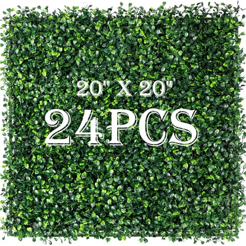 24PCS Grass Wall Panels 20"x20" Artificial Grass Wall Panels Greenery Backdrop Decor Boxwood Hedge Panels, Backdrop for Party Wedding Indoor Backyard Christmas Decoration - size: 24 Pieces 20x20