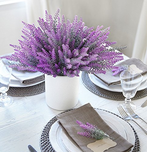 CATTREE Artificial Lavender - Fuchsia 4 Pack, Fake Flowers Plastic Plants Shrubs Bushes for Indoor Outdoor Home Wedding Bridal Party Garden DIY Centerpieces Arrangements Simulation Craft Decoration - color: Lavender-fuchsia-4pcs