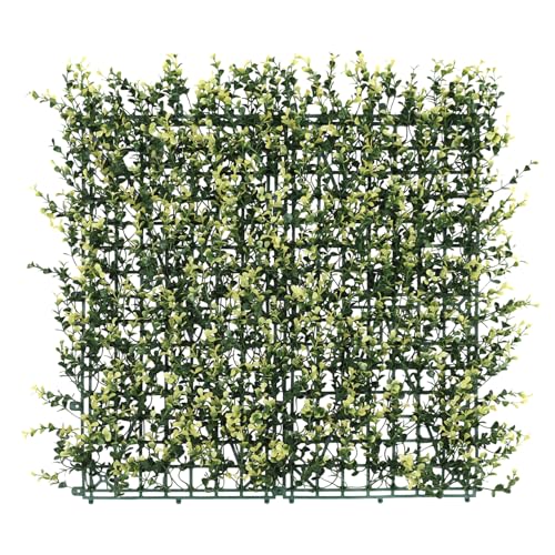 Patio Paradise Artificial Greenery Grass Wall Panels, 20"x20" (6pc) Faux Grass Boxwood Backdrop Fake Ivy Privacy Screen Green Hedge for Indoor Outdoor Décor, Beige Buxus - color: Beige Buxus, size: 20"x20"