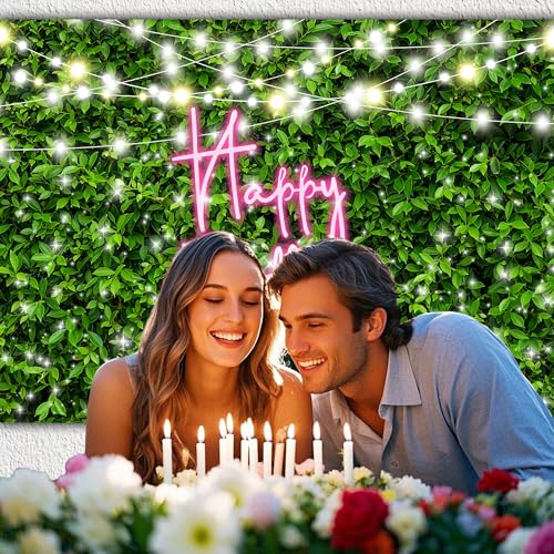 10 x 8 ft Happy Birthday Background Large Green Grass Wall Backdrop Birthday Banner for Woman Men Birthday Party Decorations Photo Props Supplies Polyester - color: Grass, size: 10x8 FT