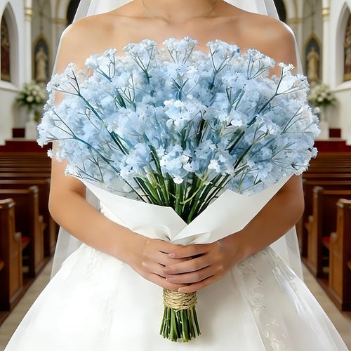10 Pcs Babys Breath Light Blue Artificial Flowers, Real Touch Gypsophila Fake Flowers for Wedding, Home Decor, Vase Filler, Table Centerpieces, Party Decorations - color: 10pcs Light Blue