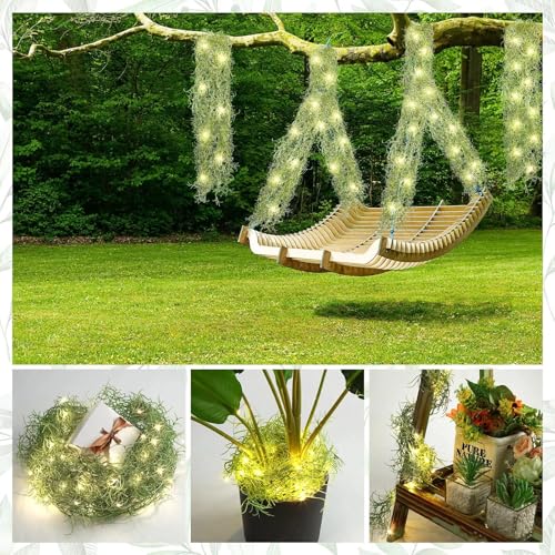Mudder 3 Packs LED Artificial Hanging Plants, 3.6 ft Fake Hanging Plant, Ivy Vine Fake Leaves Greeny Chain Wall Home Room Garden Wedding Garland Outside Decor (Basket Not Included) (Vines Moss) - color: Vines Moss