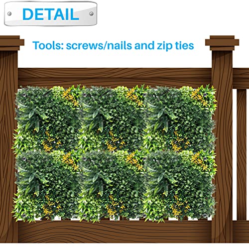 Patio Paradise Artificial Greenery Grass Wall Panels, 20"x20" (6pc) Faux Grass Boxwood Backdrop Fake Ivy Privacy Screen Green Hedge for Indoor Outdoor Décor, 8 3D Mixed - color: #8 3D Mixed, size: 20"x20"