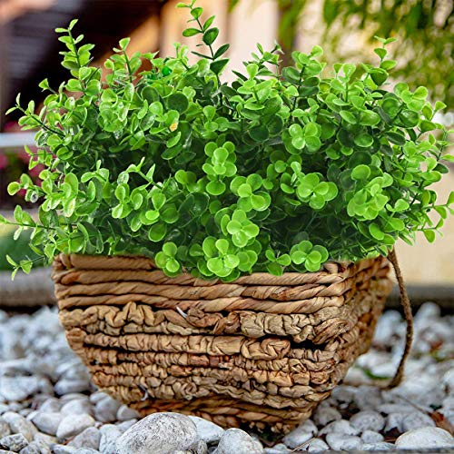 Artificial Flowers Outdoor,8 Bundles UV Resistant Fake Flowers,Outside Plastic Faux Flowers Greenery Shrubs Plants for Indoor Outdoor Planter Home Porch Decor(Green) - color: Green, size: 8 Bundles