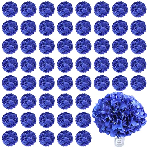 AVIVIHO 60 PCS Royal Blue Hydrangea Artificial Flowers Bulk Fake Flowers Hydrangea Silk Flowers with Stems Heads for Wedding Party Home Decor Table Centerpieces Father's Day Decoration - color: Royal Blue, size: 60PCS