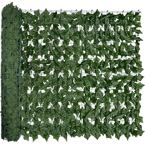 Artificial Ivy Privacy Fence Screen, 128 "x 48" (43 Sqft) Anti-Ultraviolet Artificial Hedge Grass Wall, Used for Indoor and Outdoor Green Background, Garden Greening Decoration - color: Ivy vines, size: 48"x128"