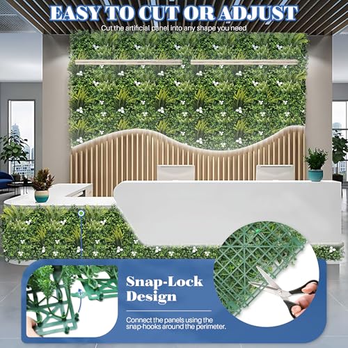 ECOOPTS 20"x20" Faux Ivy Privacy Fence Screen Artificial Boxwood Panels Topiary Hedge Plants for Indoor Outdoor Decoration, #5 Mixed Leaves, 6 Packs - color: #5 Mixed Leaves, size: 20"x20"