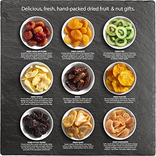 A Gift Inside Sweet Bloom Dried Fruit Deluxe Tray Basket Arrangement for Holiday Birthday Healthy Snack Business Kosher