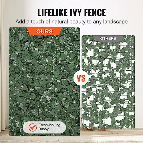 VEVOR Artificial Ivy Privacy Fence Screen, 39 x 98 in Faux Ivy Vine Leaf Hedges Fence, Greenery Privacy Fence with Strengthened Joint, Green Wall Decoration for Outdoor Garden, Yard, Balcony - color: Ivy, size: 39 x 98 inch