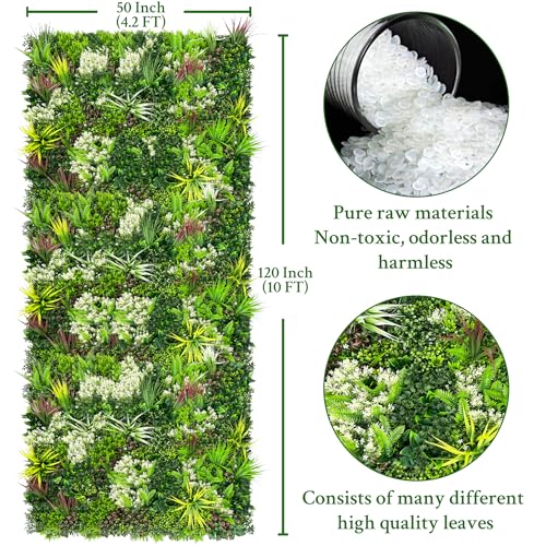 ODTORY Artificial Plant Wall Panels: 50"×120" UV-Anti Faux Grass Wall Backdrop Boxwood Ivy Fence Privacy Screen Fake Greenery Leaf Hedge for Outdoor,Indoor,Garden,Backyard and Home Decor - size: 50"x120" 1P