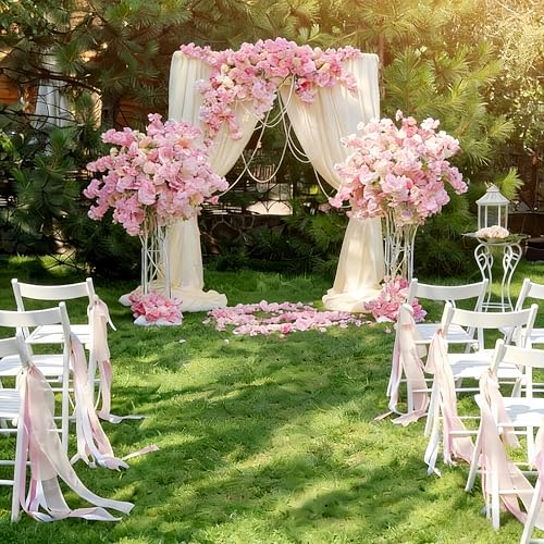 2 PCS Deep Pink Artificial Cherry Blossom Garland, 135 Head Flowers Vine with Green Leaves for Spring Home Decor, Wedding, Party, Indoor Decoration, Mother's Day and Valentine's Day Gifts - color: 2pcs 135-head Deep Pink
