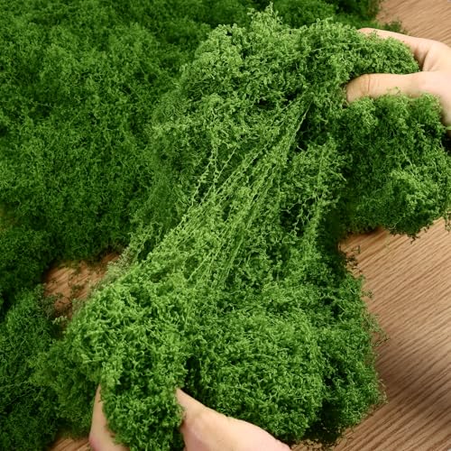 Draupnir Fake Green Moss for Plants Indoor, 5.3OZ Fake Moss for Crafts Preserved for DIY Decorative mossTable Centerpieces Decor Fairy Garden Floral Wedding (150g) - color: Light Green