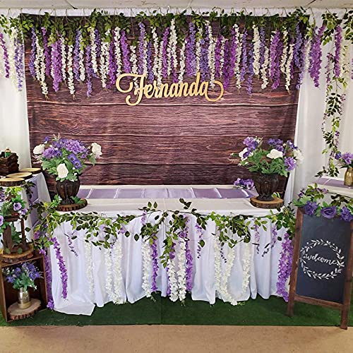 Artificial Wisteria Hanging Flowers Fake Wisteria Flower Garland Silk Vines Rattan Decor for Home Wedding Arch Wall Garden Greenery Bedroom Outdoor Office Party Decoration (36, Light Purple) - color: Light Purple