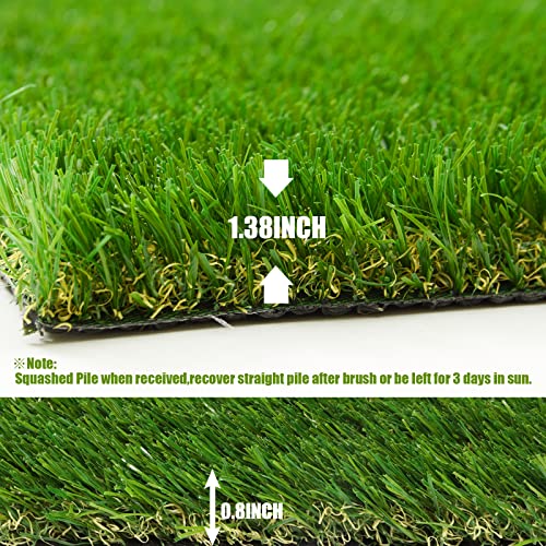 Heyroll Artificial Grass Thick Turf Rug 3 ft x 13 ft, 35MM Outdoor Indoor Fake Grass Mat, Astro Turf Lawn for Dogs Pets, Synthetic Grass Rug with Drainage Holes & Rubber Backing/Custom Size - size: 3FTx13FT