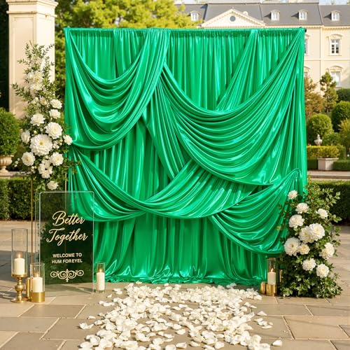 20ftx10ft Green Sequin Backdrop Curtain for Parties, Wrinkle Free Thick Glitter Sparkle Photo Backdrop Drapes 4 Panels 5x10FT Shimmer Back Drop Cloth for Wedding Birthday Photography Background - color: Green, size: 5'W×10'H _4 Panels